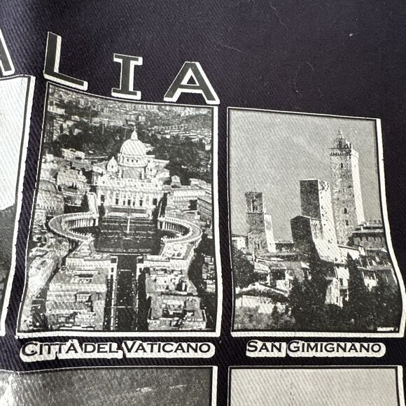 Canvas Tote Bag Scenes Of Italy Navy Blue Carry-All - Picture 8 of 11